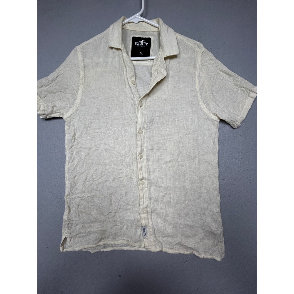 Hollister Shirt Cotton Linen Blend Cream XS Mens